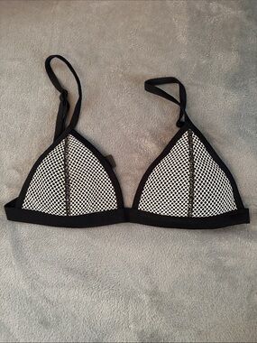 Triangl Black & White Mesh Triangle Bikini Top